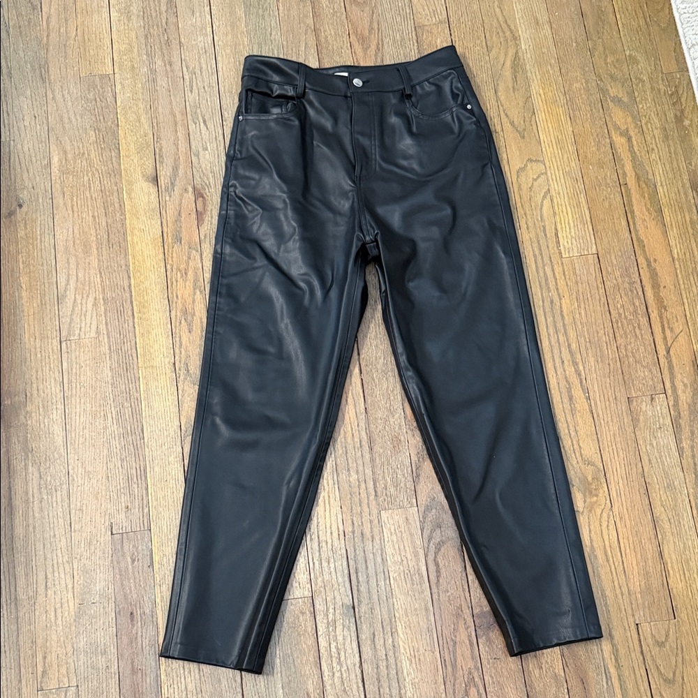 Zara Black Leather Look Trousers